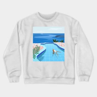 Girl in pool Crewneck Sweatshirt
